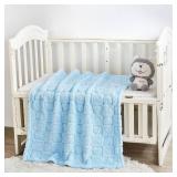 Sherpa Fleece Baby Blanket Heart Checkered Blanket, Ultra Soft Fluffy Premium Baby Blankets for Boys Girls, Cozy Infant Toddler Newborn Receiving Blankets for Crib Stroller 30-40 (Blue)