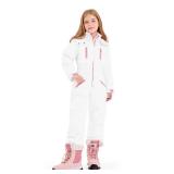 Haloumoning Kids Snow Suit Girls Hooded Waterproof Insulated One Piece Ski Suit 5-14 Years