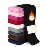 Aikuco Girls Fleece Lined Leggings Kids & Toddlers | Warm Thermal Winter Pants for Girls | 2-16 Years Black