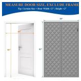 MAGZO Magnetic Thermal Insulated Door Curtain, 48" x 80", Upgraded Oxford Filled with Thicken Cotton, Weatherproofing Insulation Cover Blanket for Winter/Standard Entry Doors, Keep Cold Out, Grey