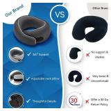 Optixion Travel Neck Pillow for Airplanes, Premium Memory Foam Neck Pillow with Ergonomic 360° Support, Travel Essentials for Plane, Car, Train and Home, Max Black