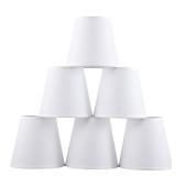 Set of 6 Clip-on Mini Chandelier Lamp Shades,3.5" x 5.1" x 5.5",Small Barrel,Handmade,Traditional Decorative,Natural Linen Lamp Shade,Modern European Style Bell Shade (White)