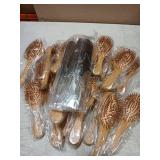 Meanplan 40 Pcs Bamboo Hair Brush Bulk Wedding Hairbrush Gifts for Women Mini Wood Hair Growth for Women Men Wedding Gift(Round Head)