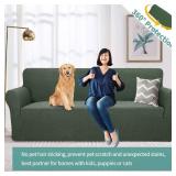YEMYHOM Couch Cover Latest Jacquard Design High Stretch Sofa Covers for 3 Cushion Couch, Pet Dog Cat Proof Slipcover Non Slip Magic Elastic Furniture Protector (Large, Army Green)