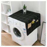 Dustproof Washer and Dryer Covers for The Top Fridge Dust Cover,Anti-slip Washer and Dryer Top Covers for Home and Kitchen-Black Plaid