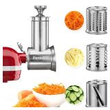 FavorKit Slicer Shredder Attachment for KitchenAid Mixers, Stainless Steel Cheese Grater Salad Maker Accessories with 3 Cutting Blades,Dishwasher Safe!