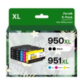Forzik Compatible 950XL 951XL Ink Cartridge Replacement for HP Officejet PRO 8100 8110 8600 8610 8615 8616 8620 8625 8630 8640, Black, Cyan, Magenta, Yellow, 5-Pack