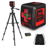 Motovera Laser Level with Tripod, 100 feet Green Cross Line Self Rotary Leveling Laser Level, 4 Brightness Adjustment, Manual Self leveling and Pulse Mode,IP54 Waterproof Battery Carrying Bag Included