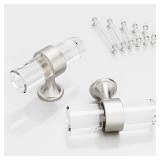 CEYMIO 6 Pack 2 inch Cabinet Handles and Pulls for Cabinets and Drawers, Kitchen Bathroom Bedroom Pull Door Handle Single Hole Distance Glass Crystal Knobs Brushed Nickel