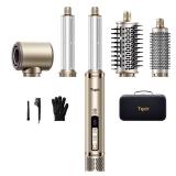 Tqcir 5-in-1 Professional Hair Dryer Brush, Powerful Multi-Styler with Auto-Wrap Curlers, Fast Drying Curling Straightening Volumizing Without Heat Damage, Storage Case Best Gift for Girl/Women