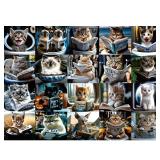 MINIWAN Fun Cats Puzzle - 1000 Piece Jigsaw Puzzle for Adults | Premium Quality Family Activity | Challenging Game Night Fun | Finished Size: 27.6 x 19.7 Inches