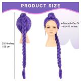 33 Inches Long Purple Braid Anime Costume Wig High Temperature Heat Resistant Silk Fiber Natural Looking Costume Wig for Halloween Party, Cosplay (Small Size)