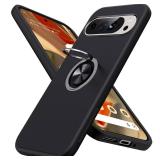 JAME for Google Pixel 9 Pro XL Case, Slim Fit Phone Cover with Metal Ring Holder Kickstand Stand, Dual Layer Military Grade Shockproof Protective Phone Case for Google 9 Pro XL 6.8", Black
