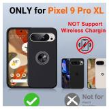 JAME for Google Pixel 9 Pro XL Case, Slim Fit Phone Cover with Metal Ring Holder Kickstand Stand, Dual Layer Military Grade Shockproof Protective Phone Case for Google 9 Pro XL 6.8", Black
