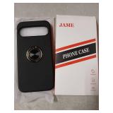 JAME for Google Pixel 9 Pro XL Case, Slim Fit Phone Cover with Metal Ring Holder Kickstand Stand, Dual Layer Military Grade Shockproof Protective Phone Case for Google 9 Pro XL 6.8", Black
