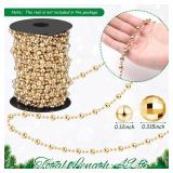 Pangda 49 ft Beaded Garland for Christmas Tree Plastic Artificial Pearl Strands String Beads Trim Roll Chain for Xmas DIY Craft Party Decoration Table Centerpiece Wedding Bouquet(Champagne)