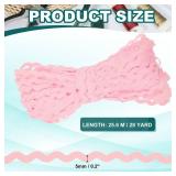 PATIKIL RIC Rac Trim 5mm 28 Yard, Wave Bending Fringe Trim Ribbon Rick Rack Lace Trim Ribbon for Sewing Crafts Clothes Gift Wrapping Party Embellishment, Pink