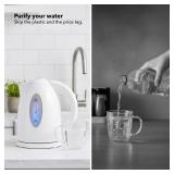 OVENTE Electric Kettle, 1.7L Fast Boiling Water Heater for Coffee or Tea, BPA Free with Water Level Gauge, Auto Shut-Off, Boil-Dry Protection, Indicator Light and Removable Filter, White KP72W