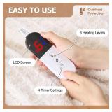 PTQ Waffle Heated Throw Blanket 50"x60" Electric Blanket with 6 Heat Levels & 4 Timer Settings, Ultra-Soft Faux Fur & Sherpa, ETL Certified, Machine Washable, Ideal Gift for Women (Ivory/Cream)