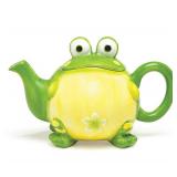 Adorable Toby the Toad/Frog Teapot For Kitchen Decor, Green, 32 oz