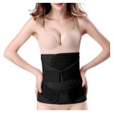 ChongErfei 3 in 1 Postpartum Belly Wrap - Recovery Belly/Waist/Pelvis Belt Black Postpartum Belly Band,Black L