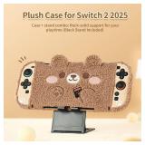 GeekShare Plush Case Compatible with Switch 2 (2025), NS2 Protective Cover for Switch Console and Grip Joy Controller, Plush Bear