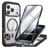 Miracase for iPhone 17 Pro Max Case 6.9" Full-Body Phone Case with Built-in Glass Screen Protector& Full Camera Protector, Camera Control [Magnetic with MagSafe] Drop Proof 17 ProMax Cover, Black