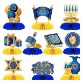 WEEPA 10 Pcs Happy Hanukkah Table Decorations Hanukkah Table Centerpiece Winter Snow Day Party Honeycomb Centerpiece