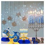 WEEPA 10 Pcs Happy Hanukkah Table Decorations Hanukkah Table Centerpiece Winter Snow Day Party Honeycomb Centerpiece