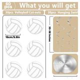 60pcs Volleyball Party Decorations Volleyball Value Foil Swirl Ceiling Hanging Decor Volleyball Sports Cutouts Party Supplies for Sports Birthday Baby Shower Party Favor Indoor Home Office Decor