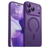 CANSHN Magnetic Compatible with iPhone 17 Pro Case, Upgraded [Full Camera Protection] [Compatible with Magsafe] [Translucent Matte] Shockproof Protective Phone Cover 6.3 Inch - Deep Purple