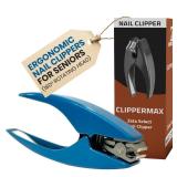 Ergonomic Nail Clippers for Seniors & Adults - Doctor-Designed Toenail Clippers with Rotating Head for Regular and Thick Fingernail Care, Durable Stainless Steel, Ultra Sharp Concave Blade, Ice Blue