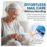 Ergonomic Nail Clippers for Seniors & Adults - Doctor-Designed Toenail Clippers with Rotating Head for Regular and Thick Fingernail Care, Durable Stainless Steel, Ultra Sharp Concave Blade, Ice Blue