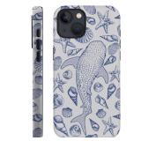 DAIZAG Case Compatible with iPhone 14,Fit Shockproof Cover for Women Girls,Blue Seashell Whale Shark Ocean