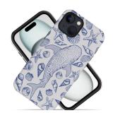 DAIZAG Case Compatible with iPhone 14,Fit Shockproof Cover for Women Girls,Blue Seashell Whale Shark Ocean