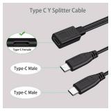 Copnacx USB-C 2-in-1 Splitter Charge Cable, USB Type C Female to 2 USB-C Male Charging Y Cable