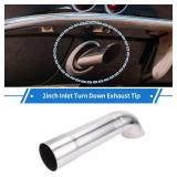 Motoforti 2" ID Inlet Turn Down Exhaust Tip 12" Inch 305mm Overall Length Silver Tone T304 Stainless Steel 2" Outlet OD Tailpipe Tip Surface Polishing Mandrel Bend Elbow Tube