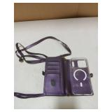 MEGSHI for Wallet Case Compatible with iPhone 17 Pro Max,Multi-Function Detachable 3 in 1 Magnetic iPhone 17 Pro Max Case Wallet,Flip Strap Zipper Card Holder Phone Case with Shoulder Straps (Purple)