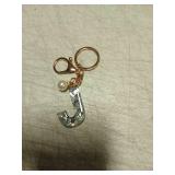 Crystal Anchor Keychain with Pearl Charm