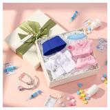 Simgoing 17cm Doll Clothes Doctor Scrubs Outfit with White Coat Face Mask Mini Stethoscope Cute Doctor Medical Costume with Accessories Gift for DIY Dress-up Lovers & Collectors(Pink)