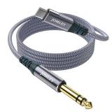 JOMLEY USB C to 1/4 inch Audio Cable 6.6FT, Type C to 6.35mm TRS Stereo Cable, USB C to 1/4 inch TRS Male Cable Audio Jack Cord for Smartphone, Tablet, Laptop, Amplifier, Speaker