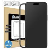 Mothca 2 Pack Matte Glass Screen Protector for iPhone 17 Pro Max[6.9 inch] + 2 Pack Camera Lens Protector, Anti-Glare & Anti-Fingerprint (Not Privacy) Tempered Glass, Bubble Free, Smooth as Silk