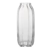 Large Clear Glass Vase for Flowers Bud Tall Glass Vases,H-12.6" Simple Striped Design for Home Floor Decor,Farmhouse Decor, Centerpiece Coffee Table Decorations