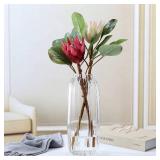 Large Clear Glass Vase for Flowers Bud Tall Glass Vases,H-12.6" Simple Striped Design for Home Floor Decor,Farmhouse Decor, Centerpiece Coffee Table Decorations