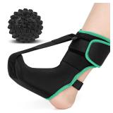 Plantar Fasciitis Night Splint Sock with Massage Ball for Plantar Fasciitis Relief, Soft & Comfortable Foot Brace for Achilles Tendonitis Heal Spur Foot-drop Flat-arch for Women and Men, Medium-Green