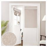 HOMEIDEAS 100% Linen Blackout French Door Curtains, Modern Farmhouse Privacy Door Window Curtains, 26 X 40 Inch Room Darkening Blinds, Shades for Bedroom Decor, 1 Panel, Natural