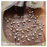 JAKAWIN Pearl Wedding Hair Vine Silver Rhinestone Bridal Prom Hair Piece Accessories for Women HV192 (1 Silver)