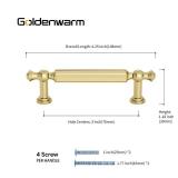 Goldenwarm 10 Pack Gold Cabinet Pulls Brushed Gold Cabinet Pulls 3 Inch Drawer Handles Kitchen Drawer Handles Zinc Alloy Dresser Hardware for Bathroom Cupboard Bedroom, 76mm Hole Centers