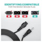 3 Prong AC Laptop Power Cord 5Ft Universal Power Cable | 125V | for Dell HP LG Lenovo Asus Acer Toshiba Sony Laptops/Notebooks, Monitors, Printers, Scanners NEMA 5-15P to C5 Power Cable