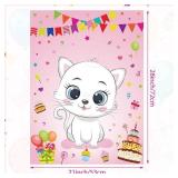 PLULON Cat Party Game for Kids Pin The Hat Bow Tie on The Cat Birthday Game Poster for Boy Girl Birthday Summer Party Favors Wall Decorations Classroom Activities